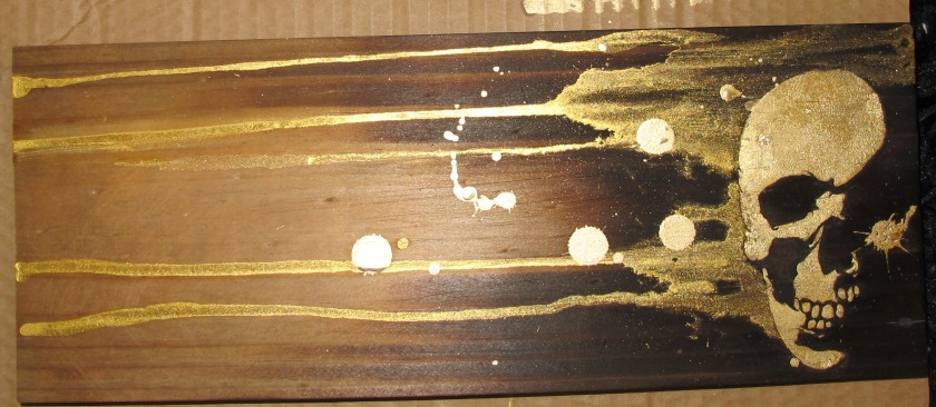 Crepuscule Gold leaf, gold foil & gold dust on distressed timber